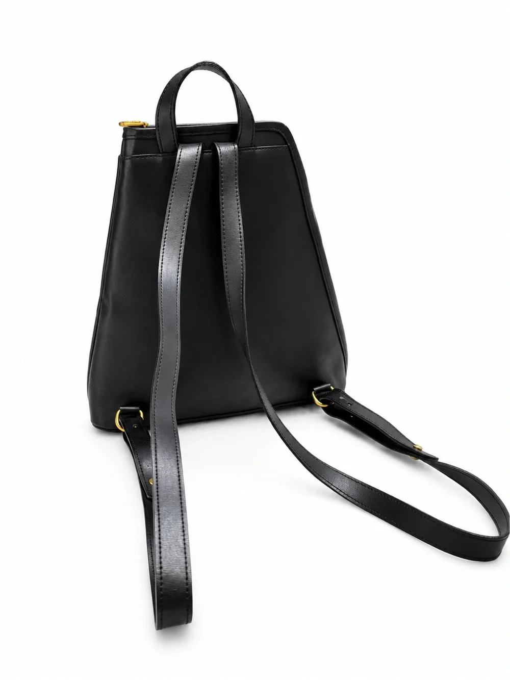 Longchamp Roseau Black Leather Backpack France  Minimalist Daypack Vintage